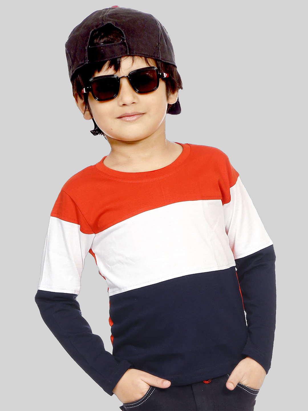 Mojua Boys Colourblocked Bio Finish Pure Cotton T-shirt