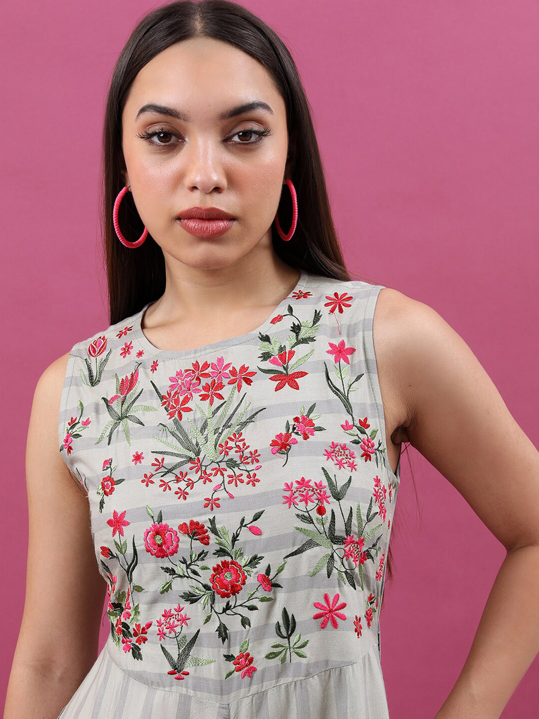 Vishudh Floral Embroidered Basic Jumpsuit