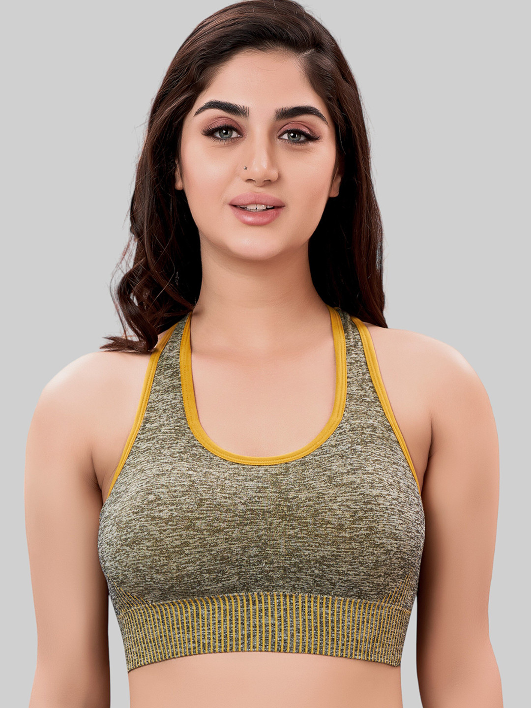 PLUMBURY Full Coverage Removable Padding Seamless Sports Bra