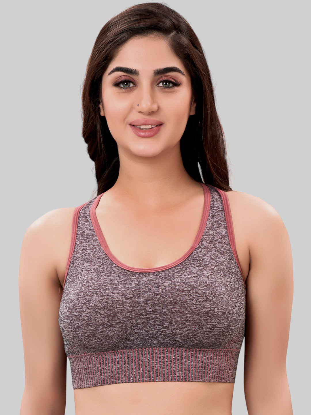PLUMBURY Full Coverage Removable Padding Seamless Sports Bra
