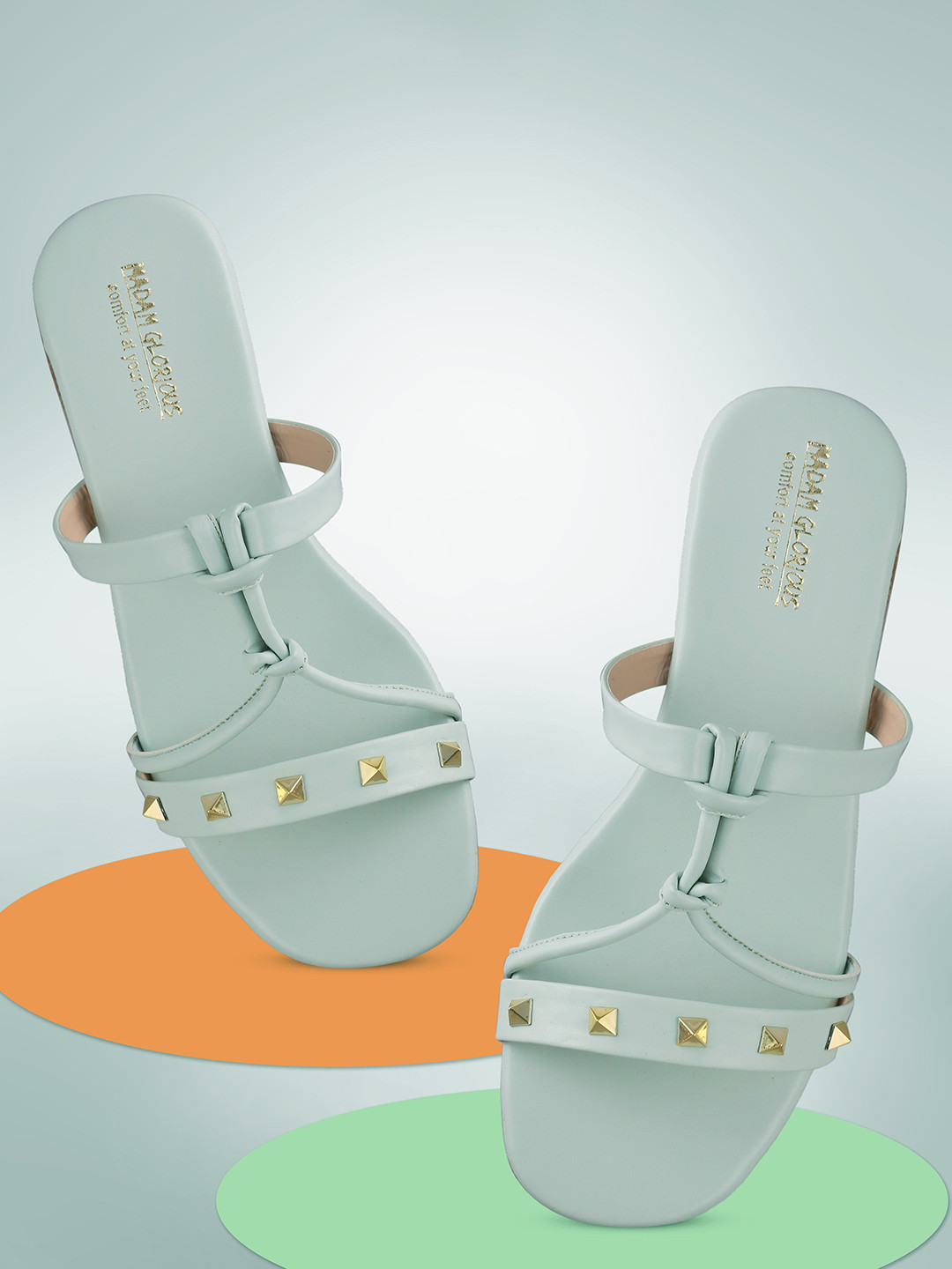madam glorious Embellished Open Toe Flats