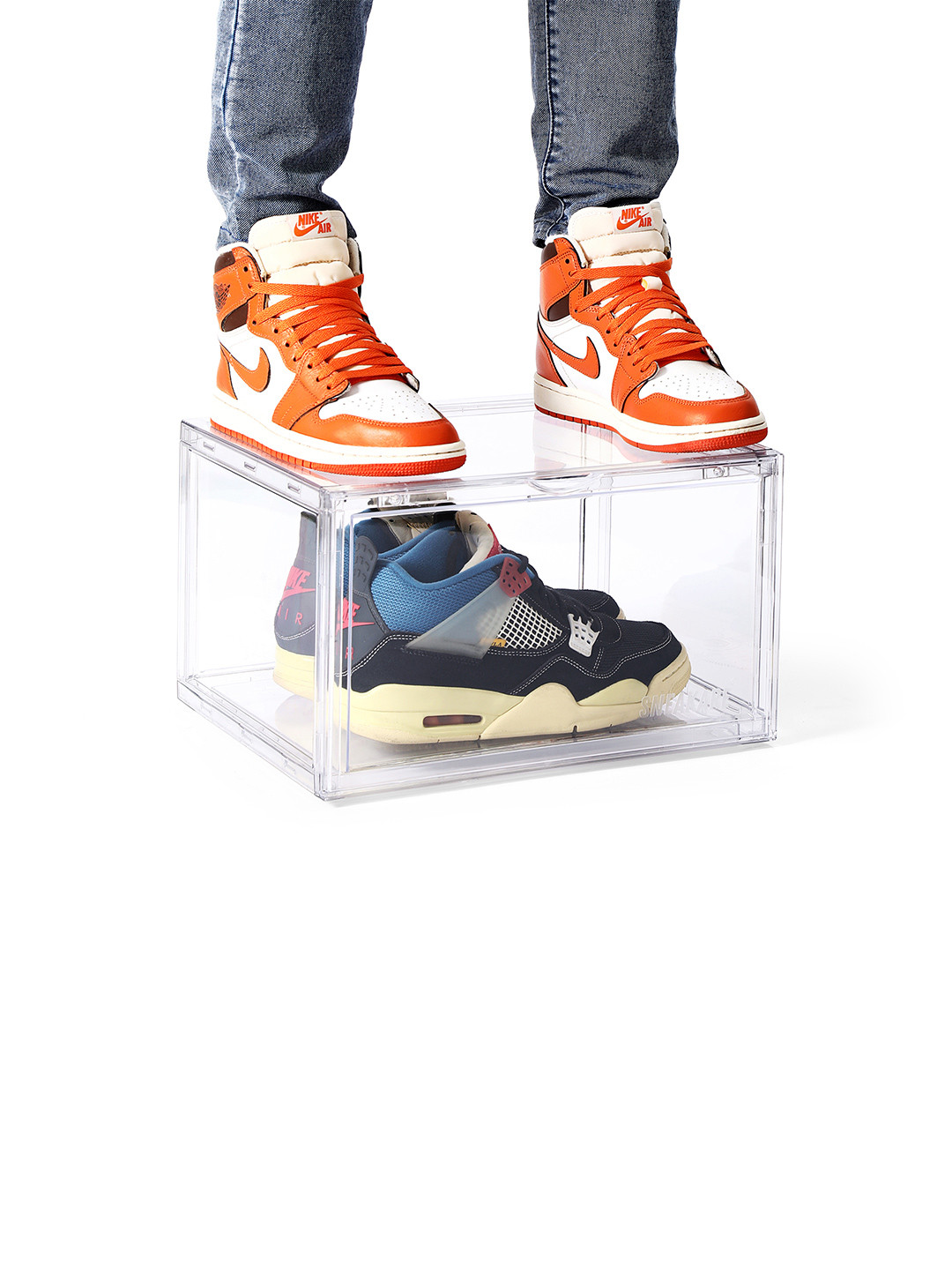 SNEAKARE  Clear Side Drop Shoe Rack & Storage Box Shoe Organiser