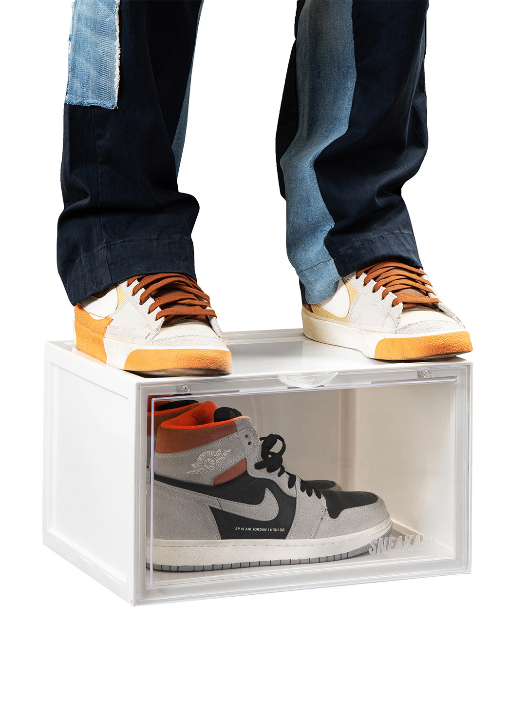 SNEAKARE  White Side Drop Shoe Rack & Storage Box Shoe Organiser