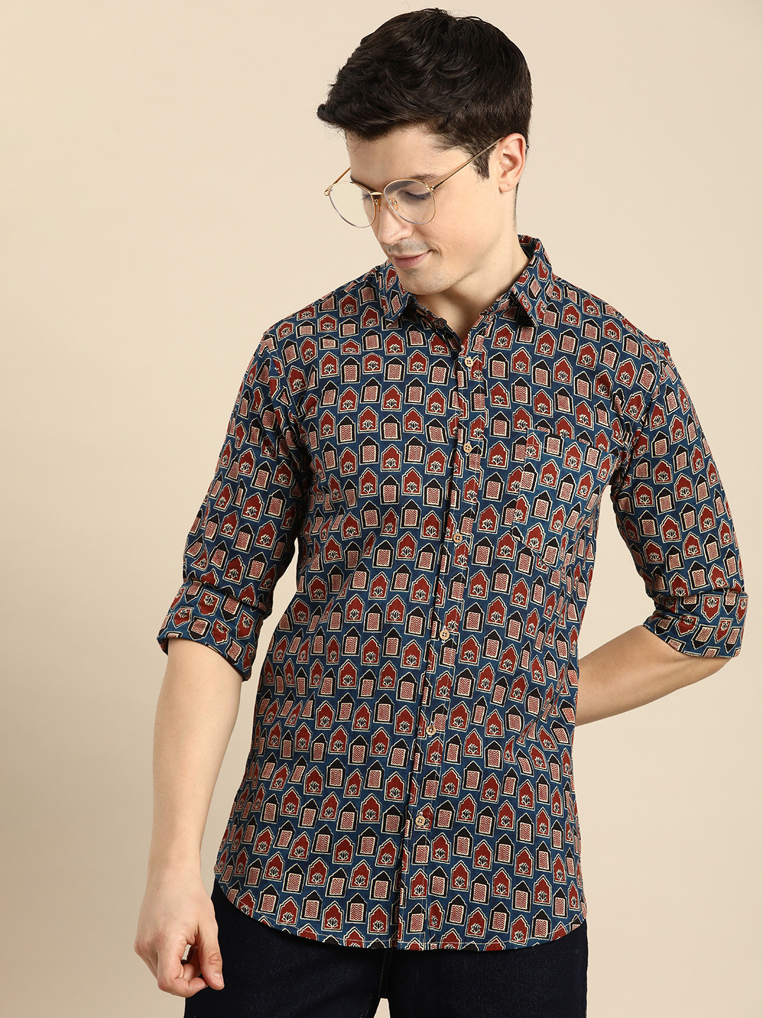 Anouk Men Regular Fit Ethnic Motif Casual Shirt
