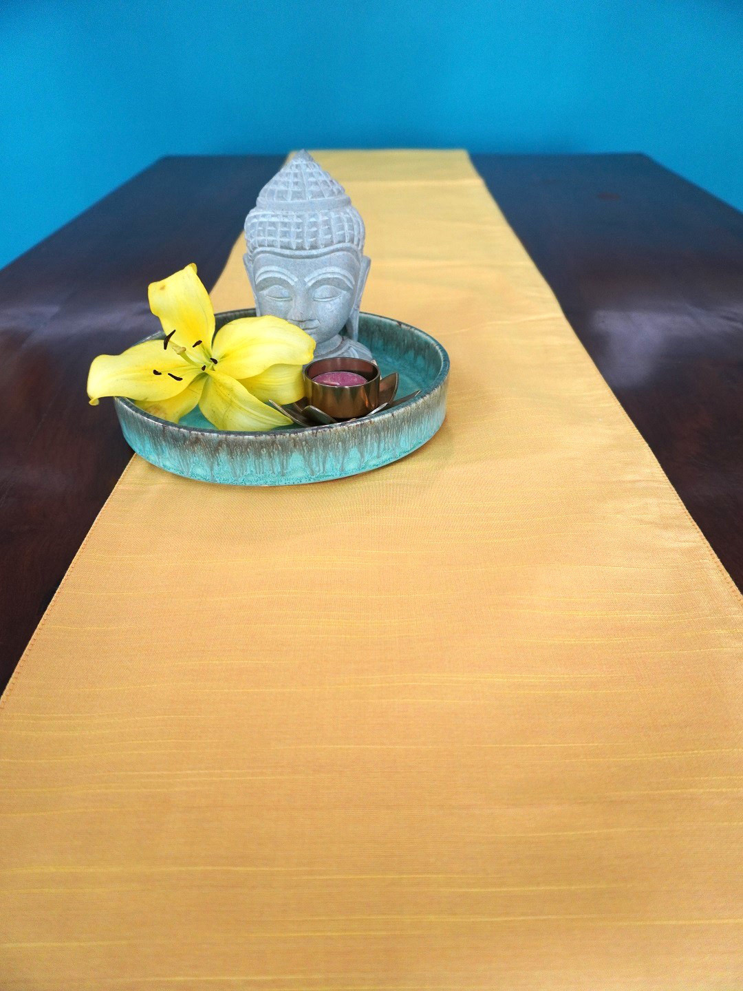 TARA- Sparkling Homes Grey Printed Pure Cotton Reversible Table Runner