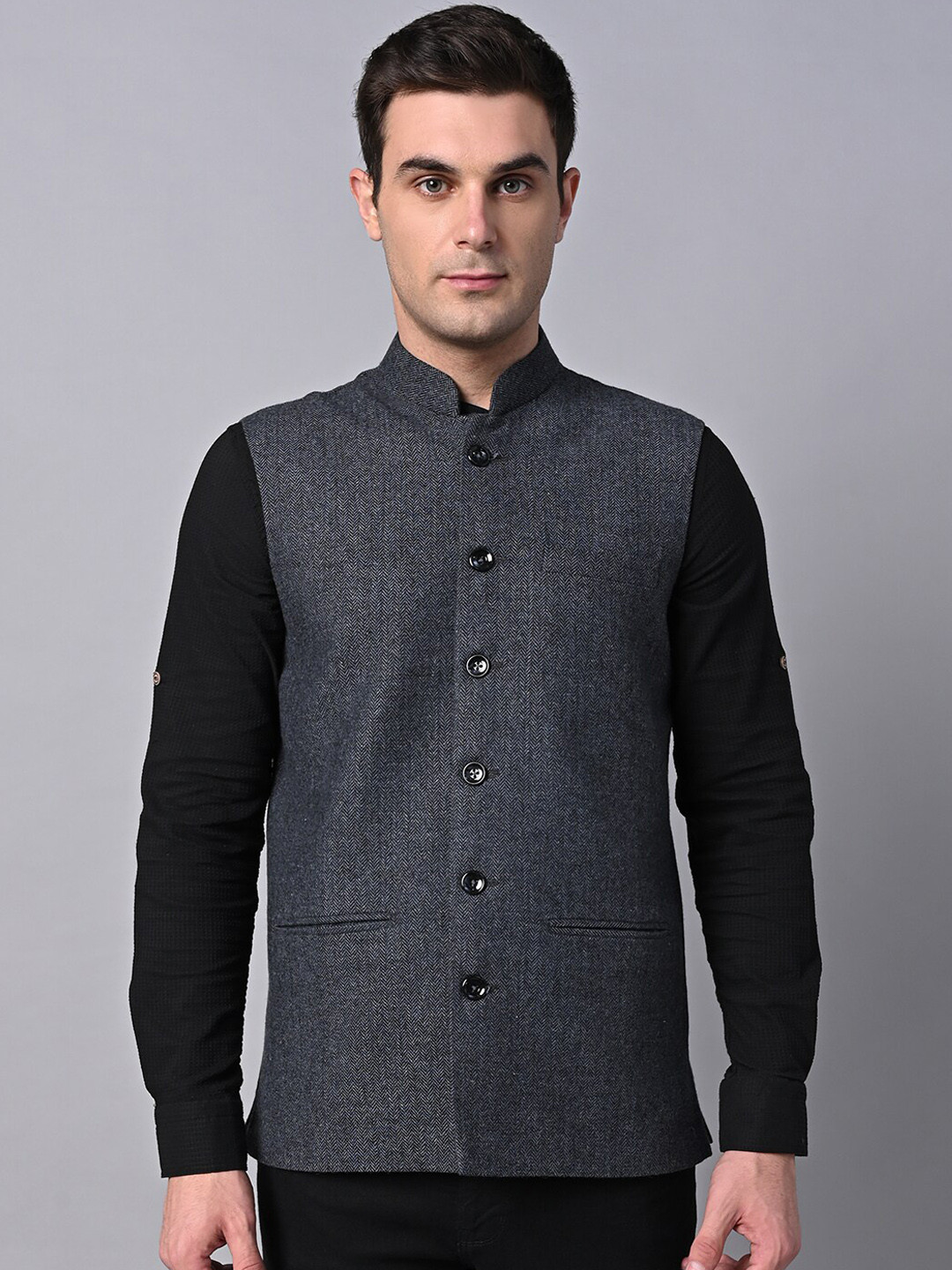 Vastraa Fusion Pure Wool Nehru Jacket