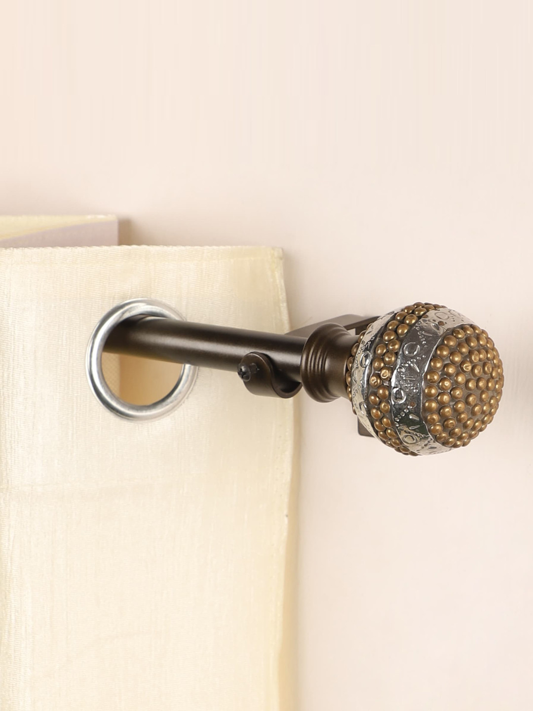 The Decor Mart Brown Iron Curtain Rod With Brackets