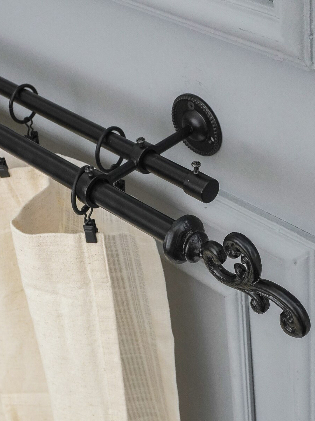 The Decor Mart Black Iron Curtain Rods With Brackets