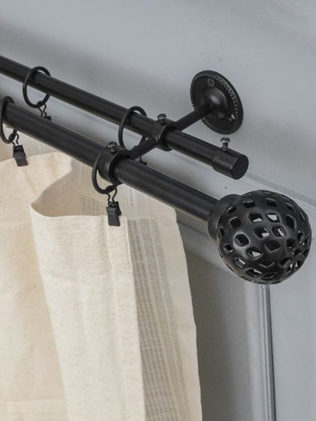 The Decor Mart Black Curtain Rods With Brackets