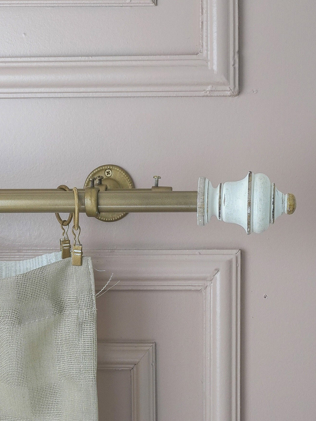 The Decor Mart Beige Iron Curtain Rods With Brackets