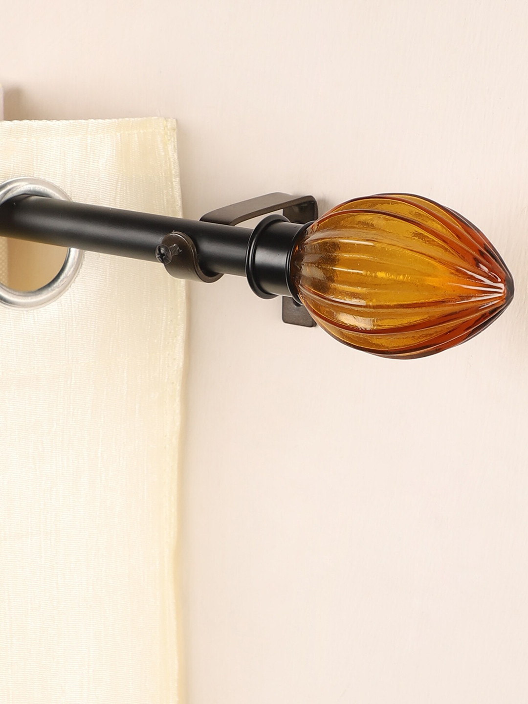 The Decor Mart Black & Yellow Iron Curtain Rods With Brackets