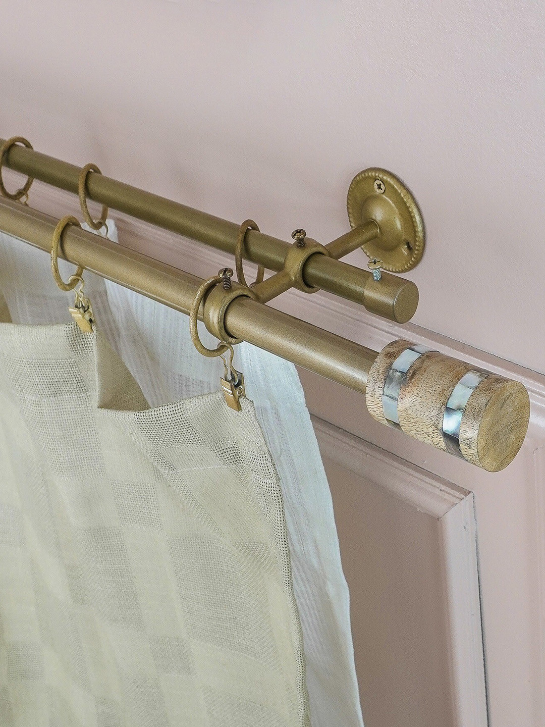 The Decor Mart Copper-Toned Extendable Curtain Rods With Brackets