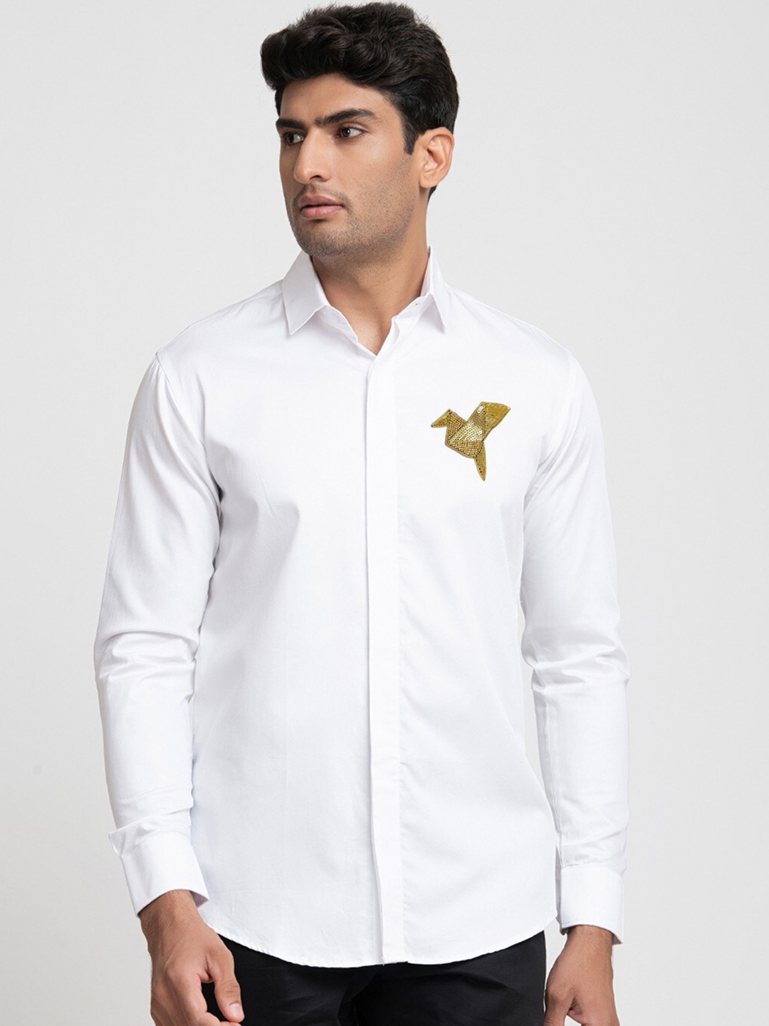 HILO Design Comfort Embellished Detail Cotton Casual Shirt (43) by Myntra