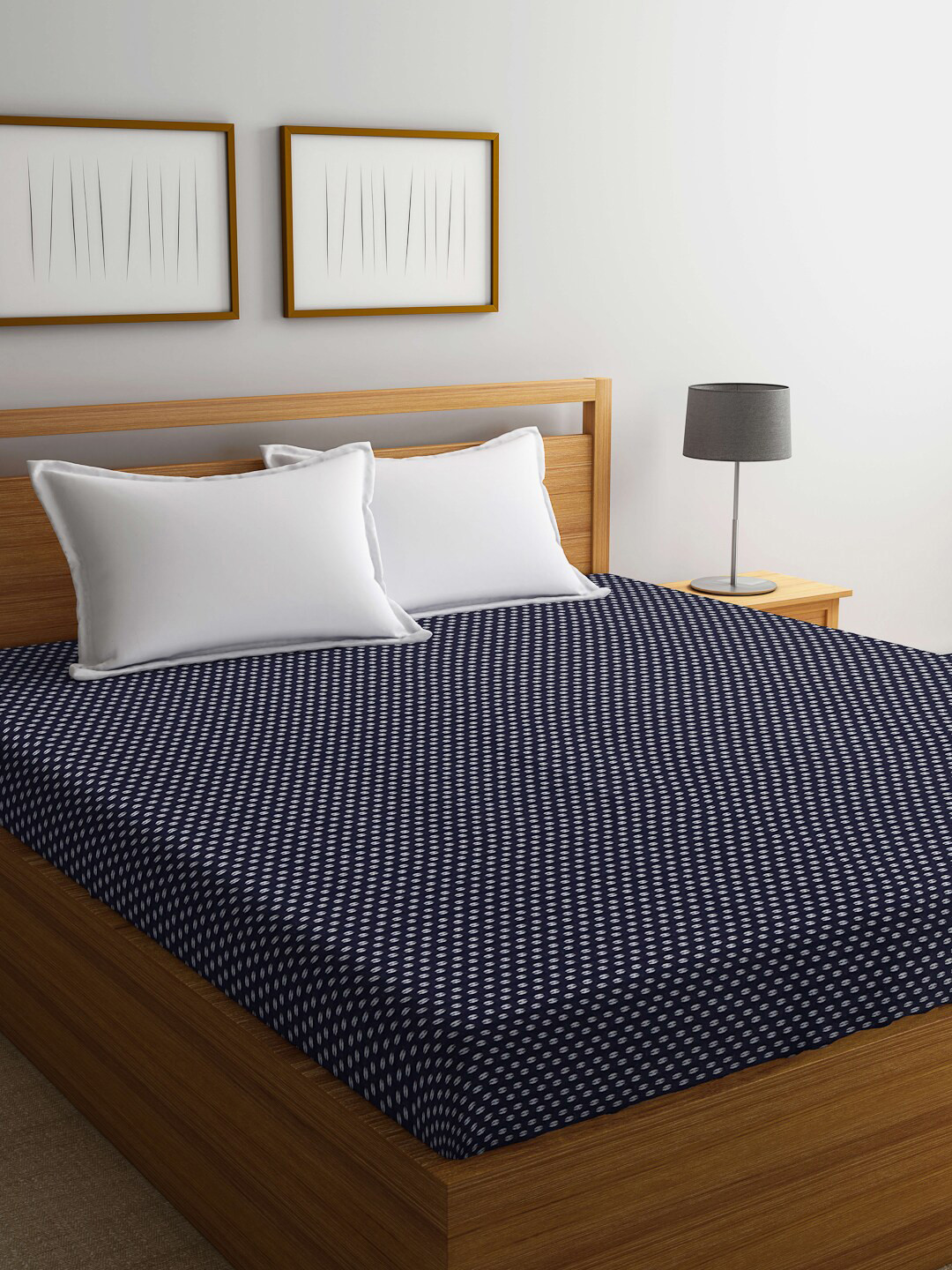 FABINALIV Blue & White Printed 300 GSM King Bed Waterproof Mattress Protector