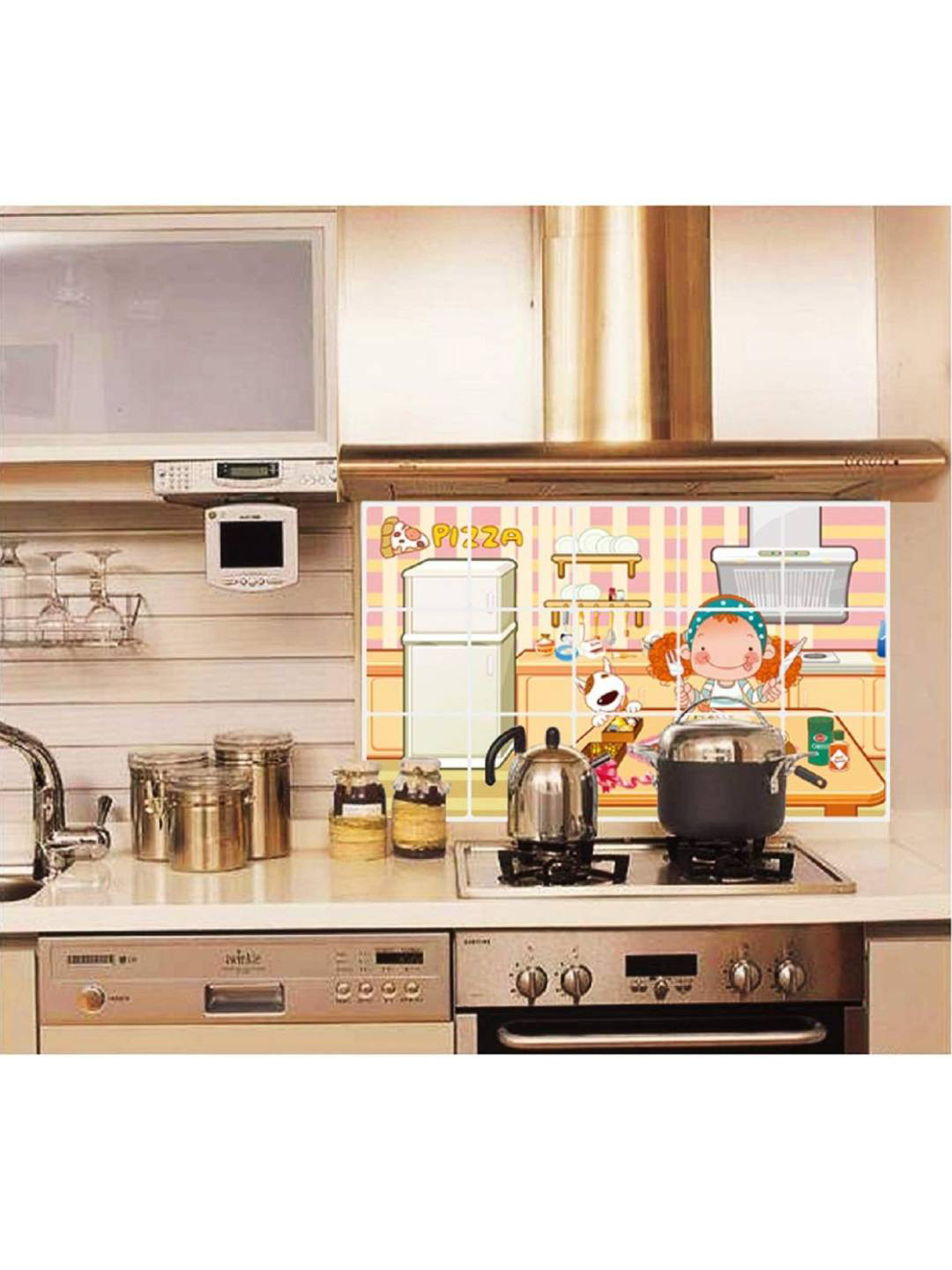 Jaamso Royals Printed Self-Adhesive Water Proof Kitchen Wall Sticker