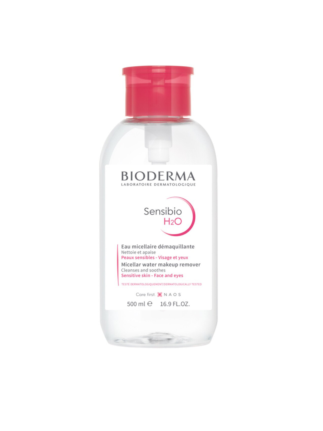 BIODERMA Sensibio H2O Micellar Water Sensitive Skin Makeup Remover Pump Bottle - 500 ml
