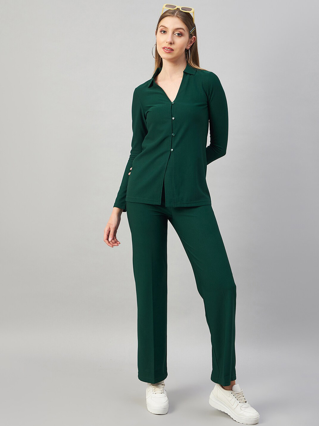Chemistry Shirt Collar Ribbed Shirt & Trousers Co-Ords