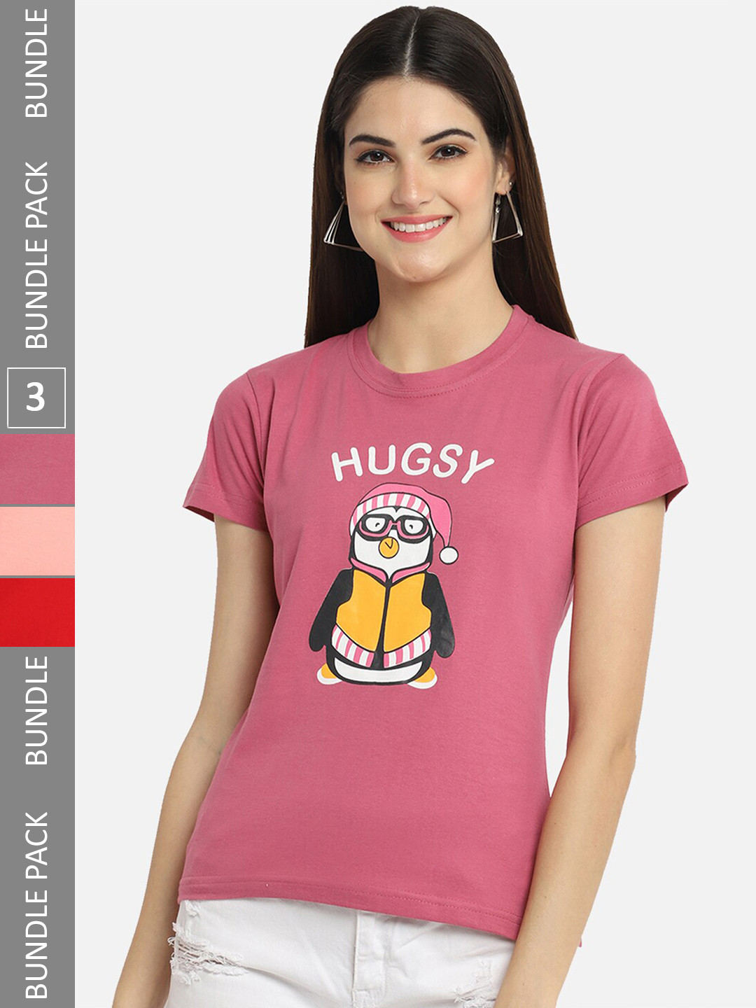BAESD Pack Of 3 Graphic Printed Cotton T-shirts