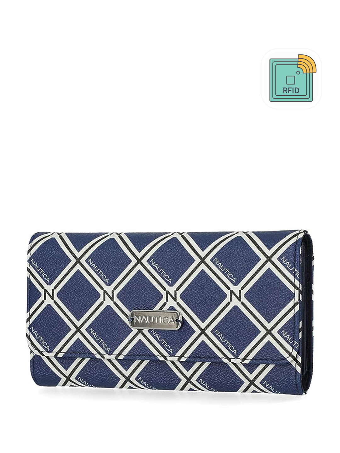 Nautica Women Printed RFID Long Three Fold Wallet
