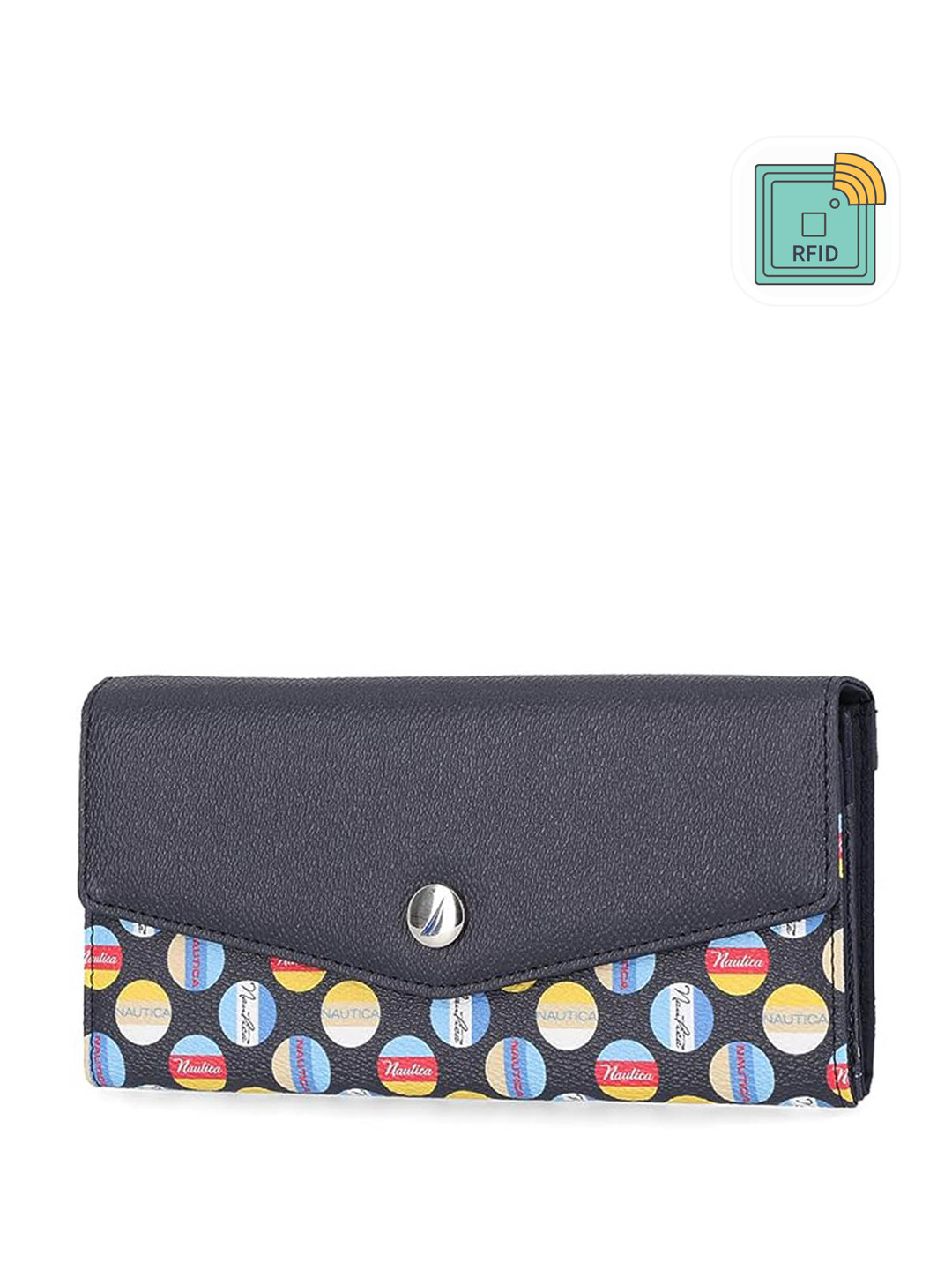 Nautica Women Printed RFID Long Three Fold Wallet