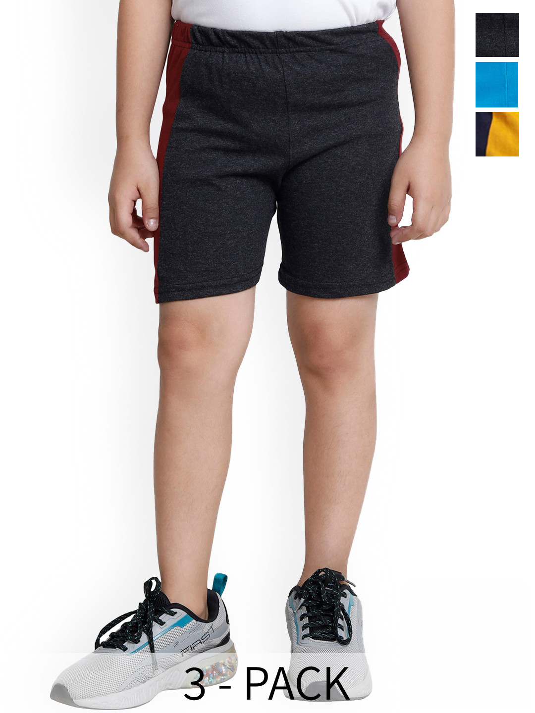 BAESD Boys Pack of 3 Side Tape Pure Cotton Regular Shorts