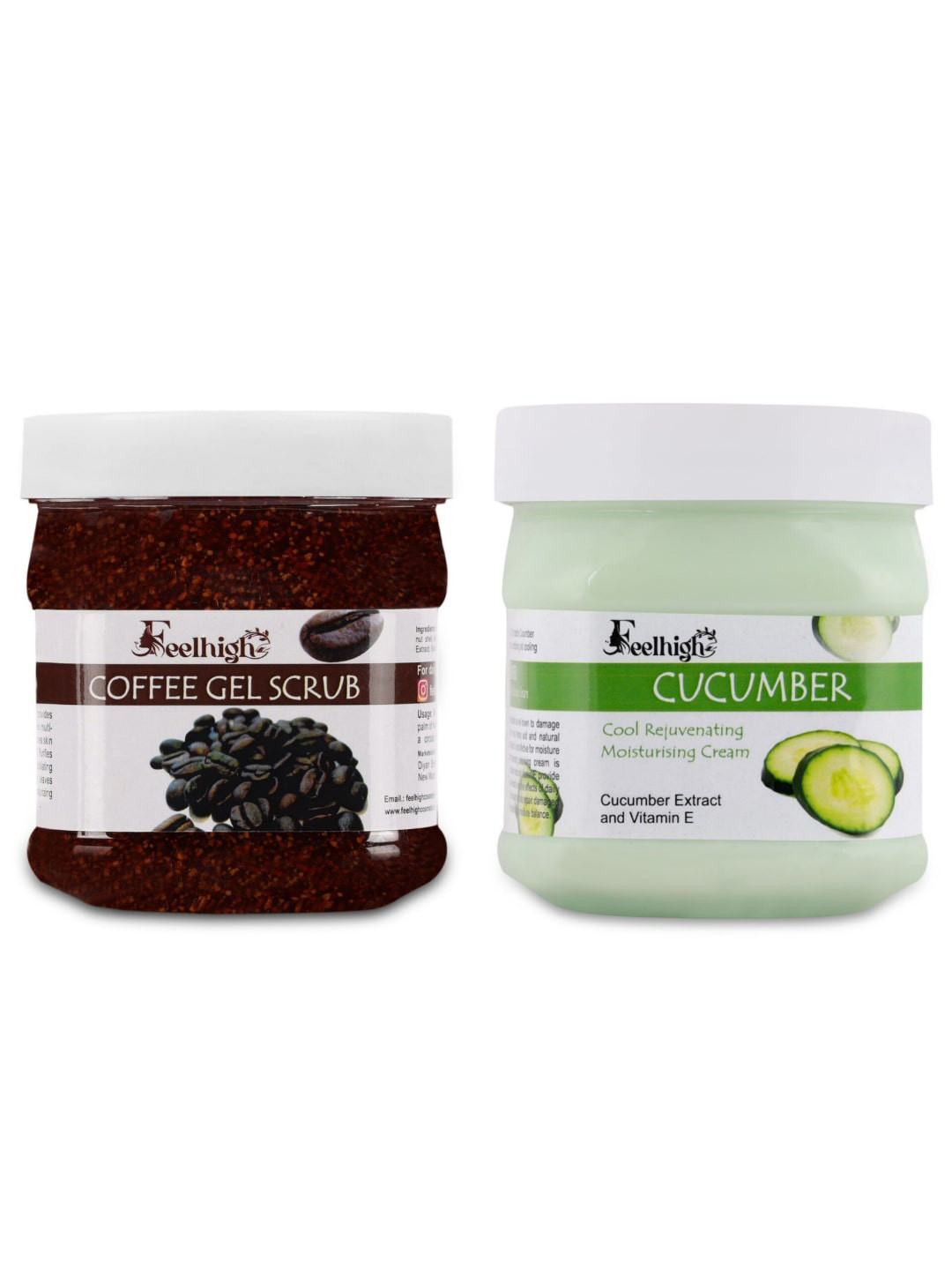FEELHIGH Set Of 2 Coffee Gel Scrub & Cucumber Cream 500ml Each