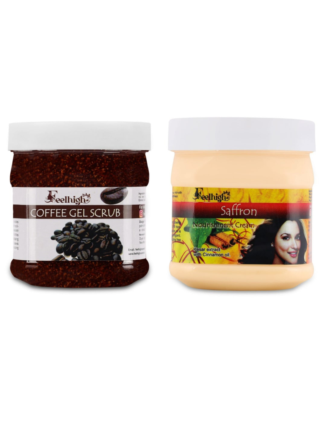 FEELHIGH Set Of 2 Coffee Gel Scrub & Saffron Cream 500ml Each