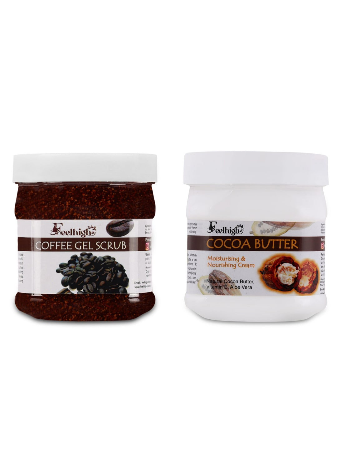 FEELHIGH Set Of 2 Coffee Gel Scrub & Cocoa Butter Cream 500ml Each