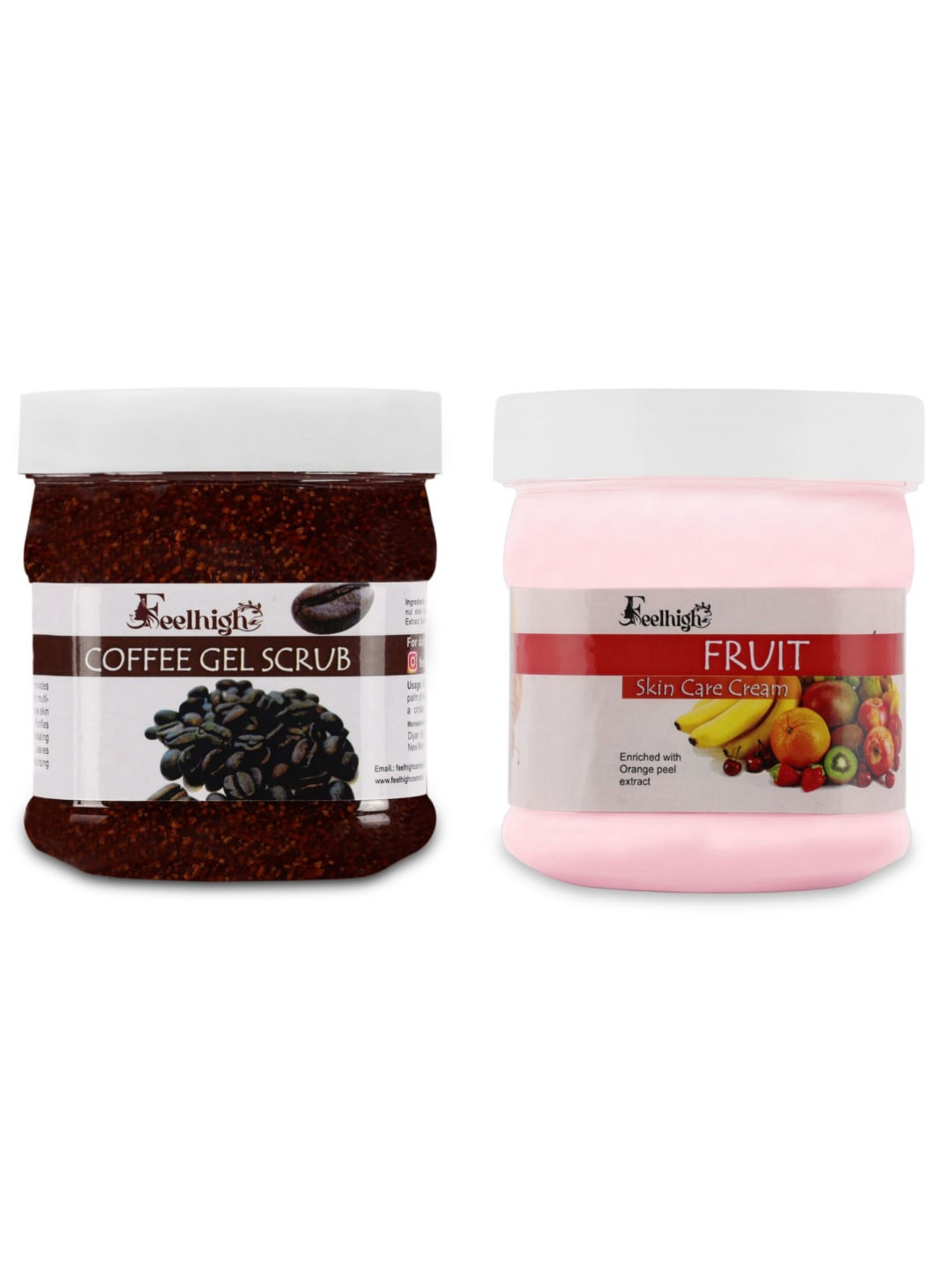 FEELHIGH Set Of 2 Coffee Gel Scrub & Mix Fruit Cream 500ml Each
