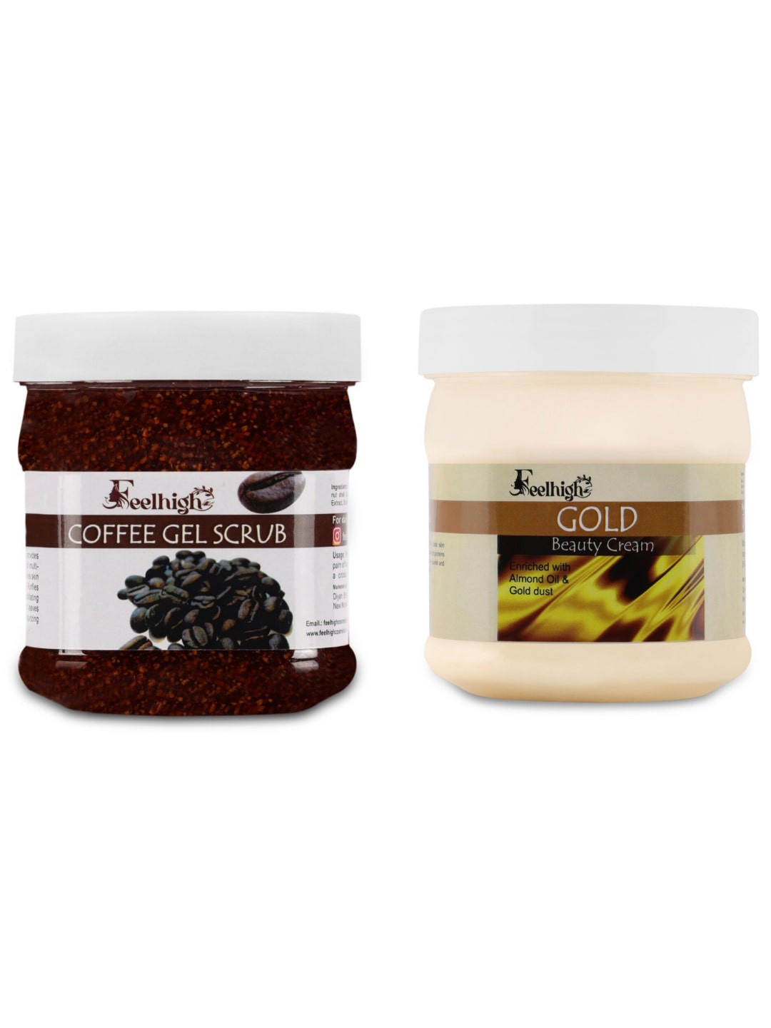 FEELHIGH Set Of 2 Coffee Gel Scrub & Gold Cream 500ml Each