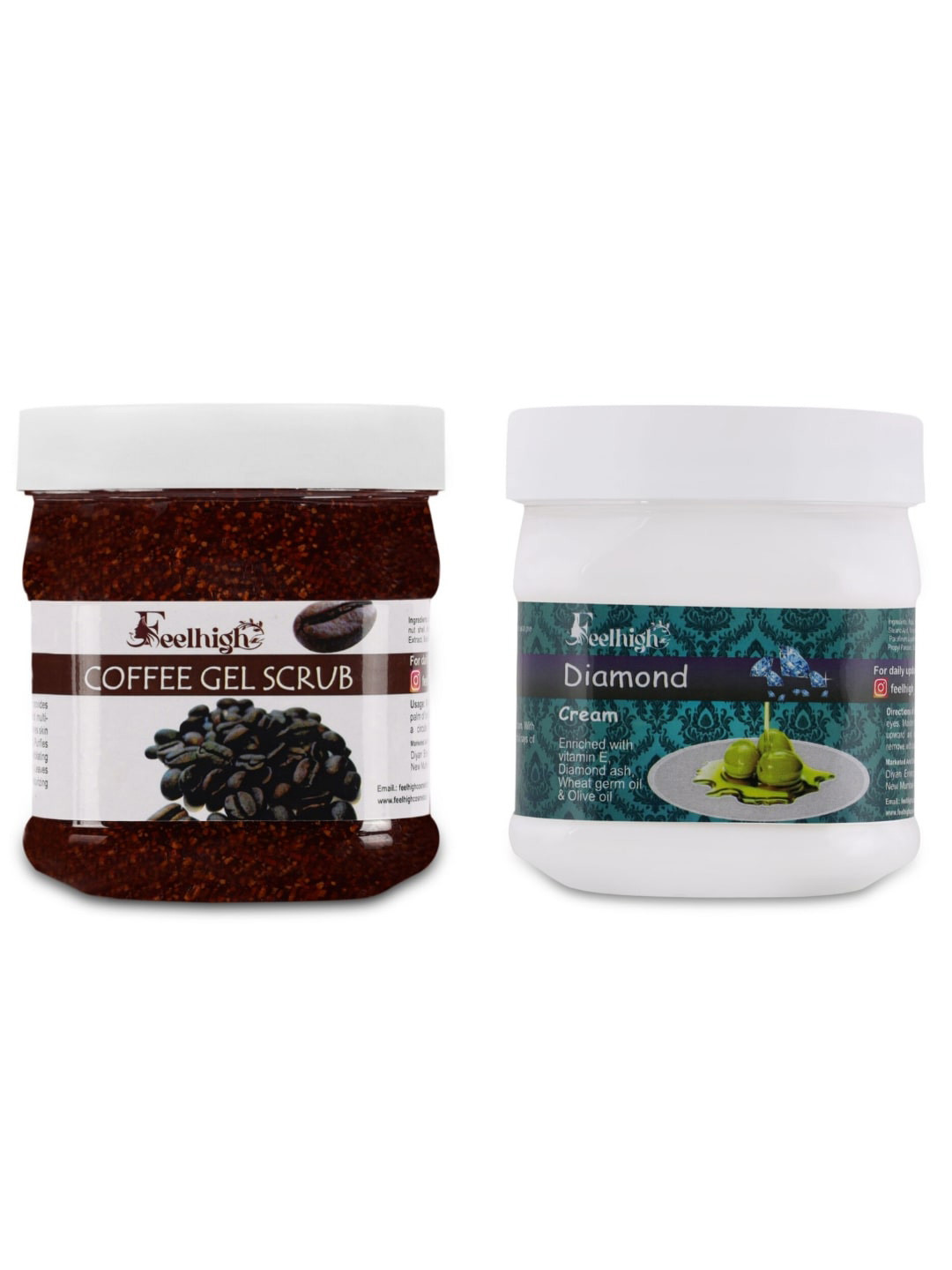 FEELHIGH Set Of 2 Coffee Gel Scrub & Diamond Cream 500ml-Each