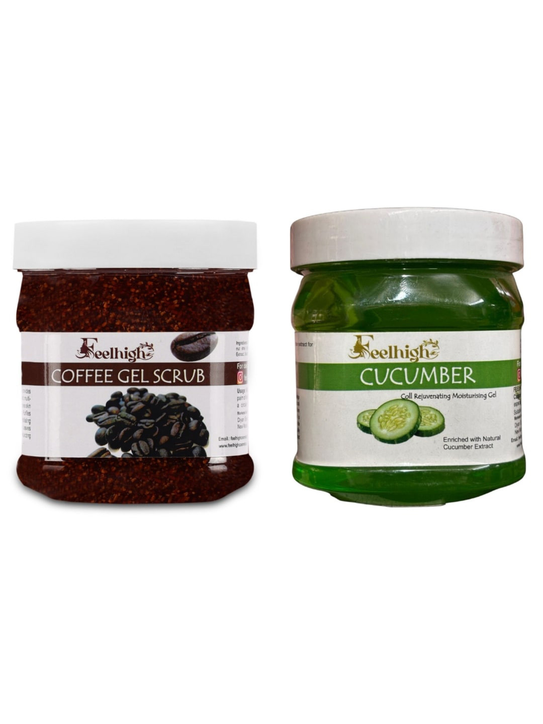 FEELHIGH Combo Of Coffee Gel Face Scrub & Cucumber Face Gel - 500ml Each