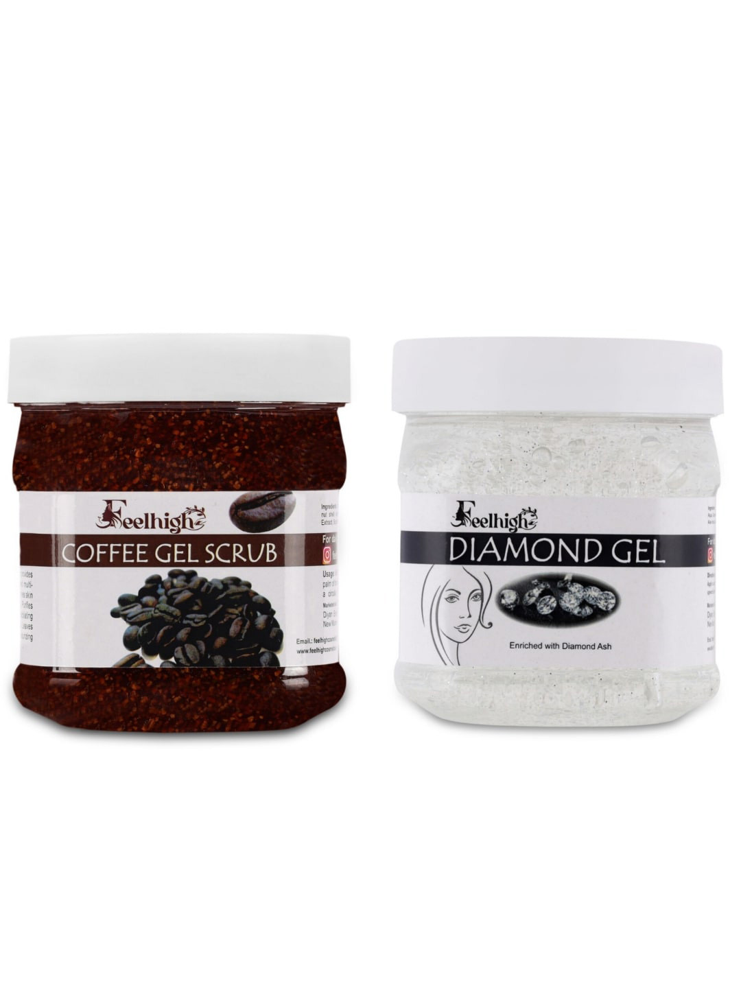 FEELHIGH Set Of 2 Coffee Gel Scrub & Diamond Gel  500ml Each