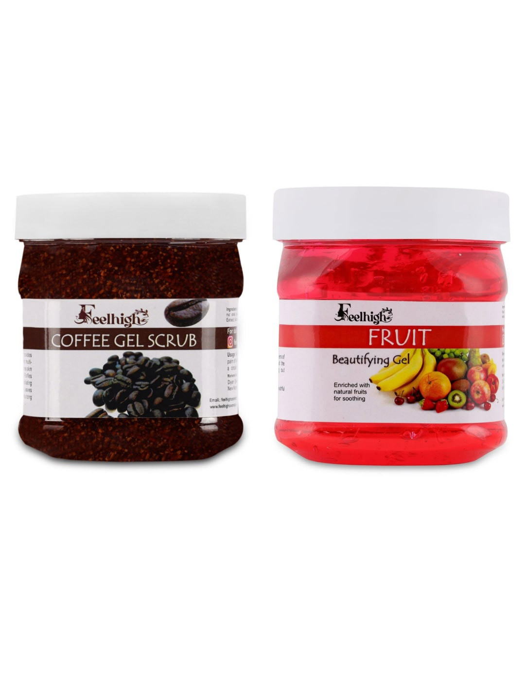 FEELHIGH Combo Of Coffee Gel Face Scrub & Fruit Beautifying Gel - 500ml Each