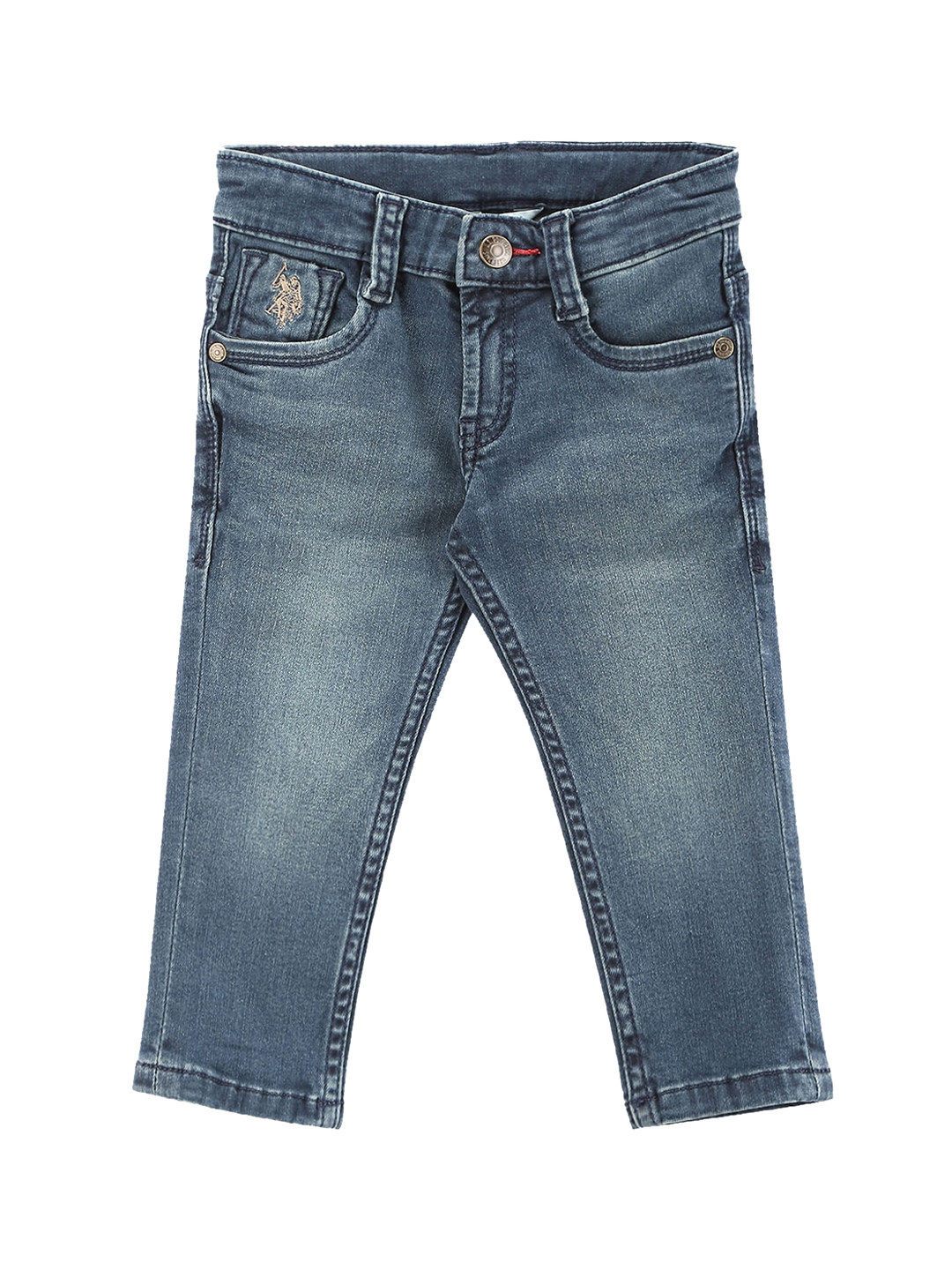 U.S. Polo Assn. Kids Boys Slim Fit Whiskers & Chevrons Light Fade Stretchable Jeans