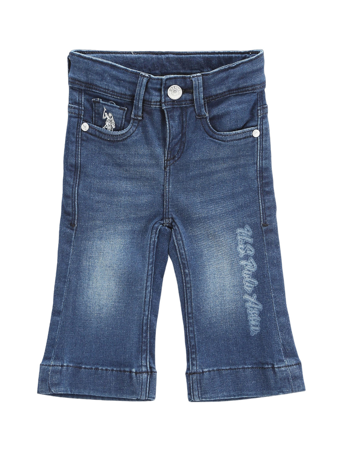 U.S. Polo Assn. Kids Girls Mildly Distress Flared Stretchable Jeans