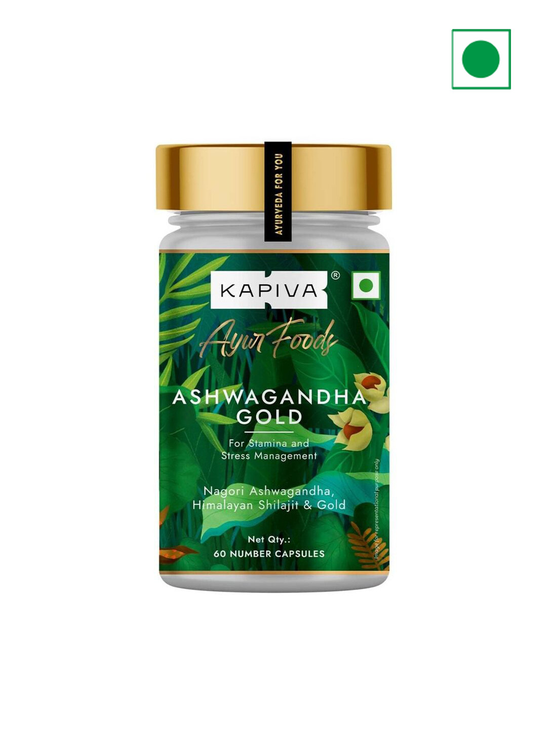 Kapiva Ashwagandha Gold Capsules with Shilajit for Stamina & Stress Management-60 Capsules