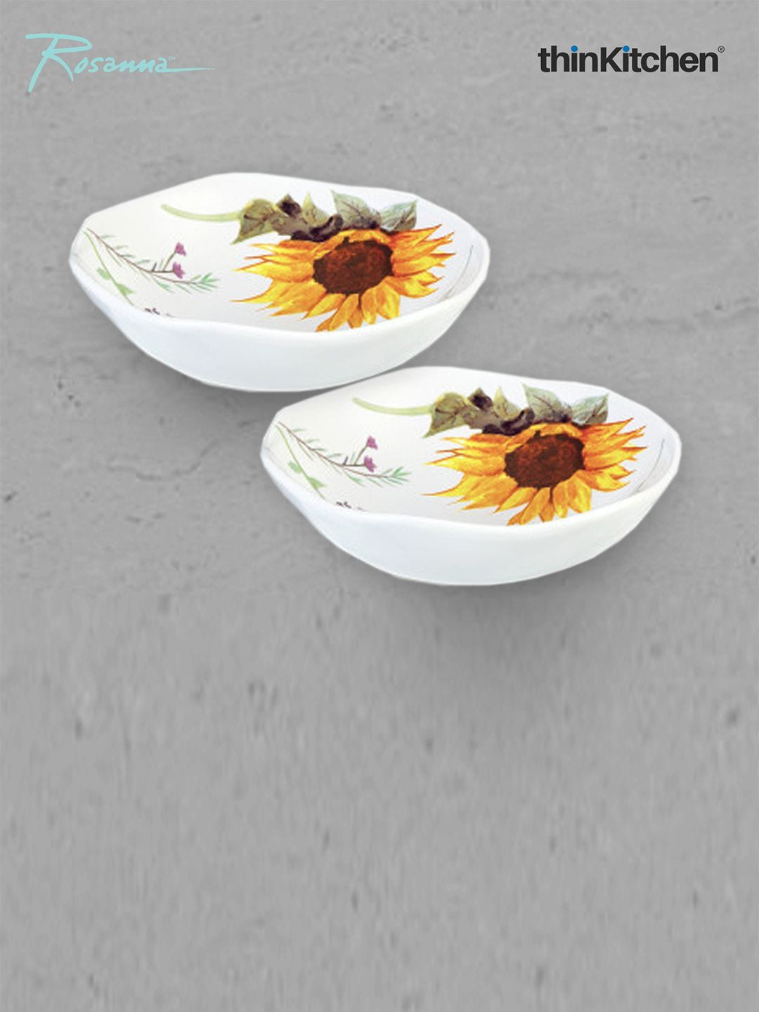 Rosanna White & Yellow 4 Pieces Printed Ceramic Serving Dish