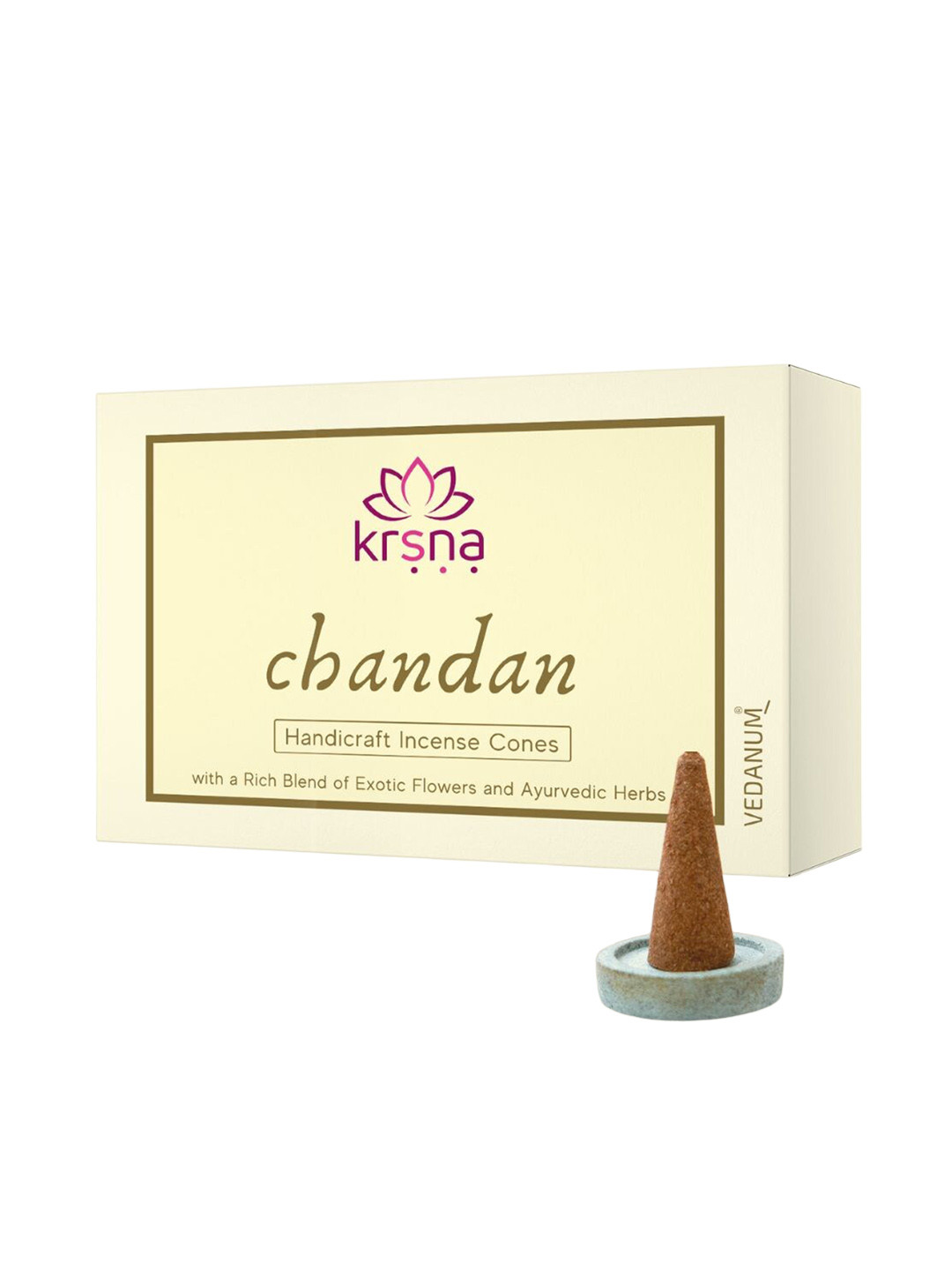VEDANUM Brown Charcoal Free Sandal Wood Incense Cones