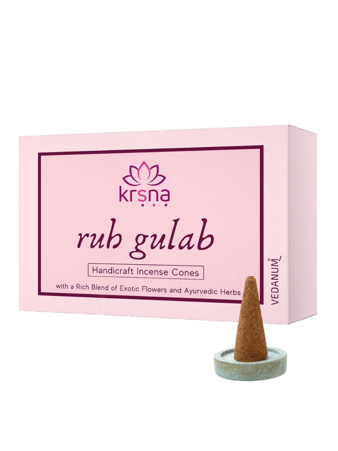 VEDANUM Brown Charcoal Free Rose Incense Cones