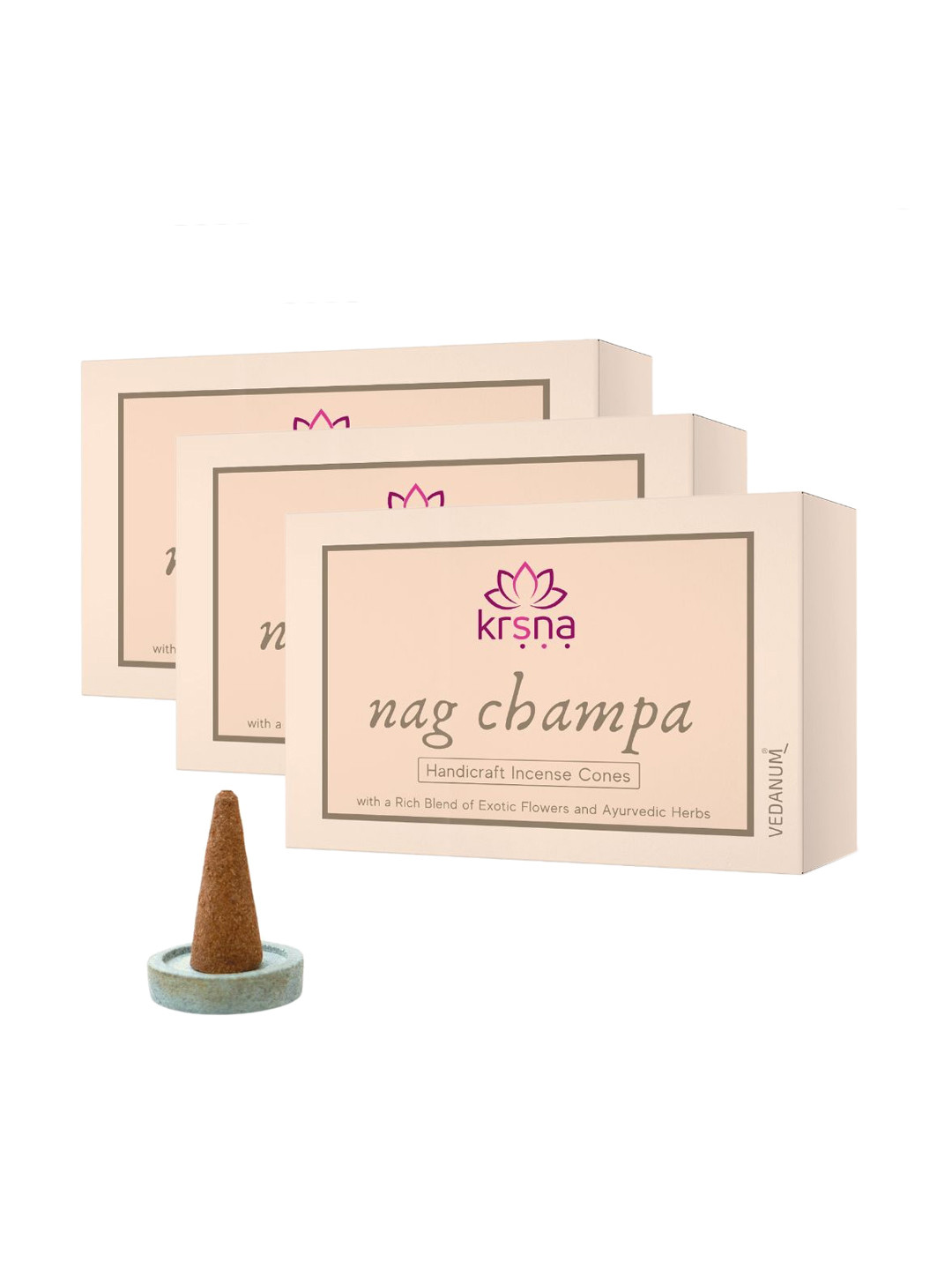 VEDANUM Brown Charcoal Free Nagchampa Dhoop Cones