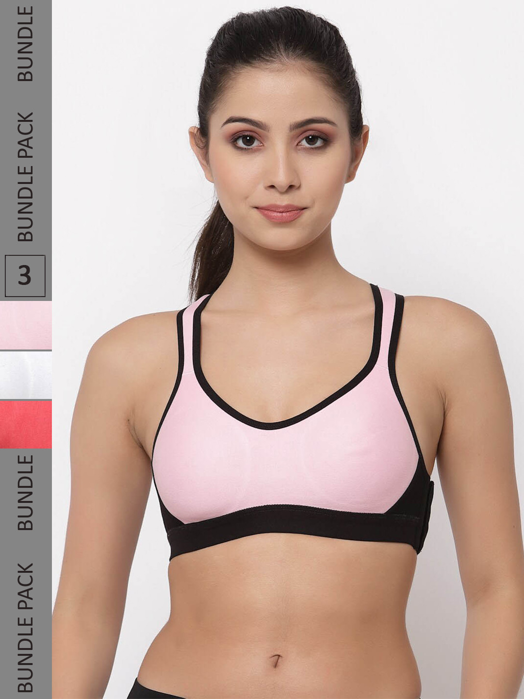 College Girl Pack Of 3 Seamless Super Support Full Coverage Workout Bra With Side Shaper