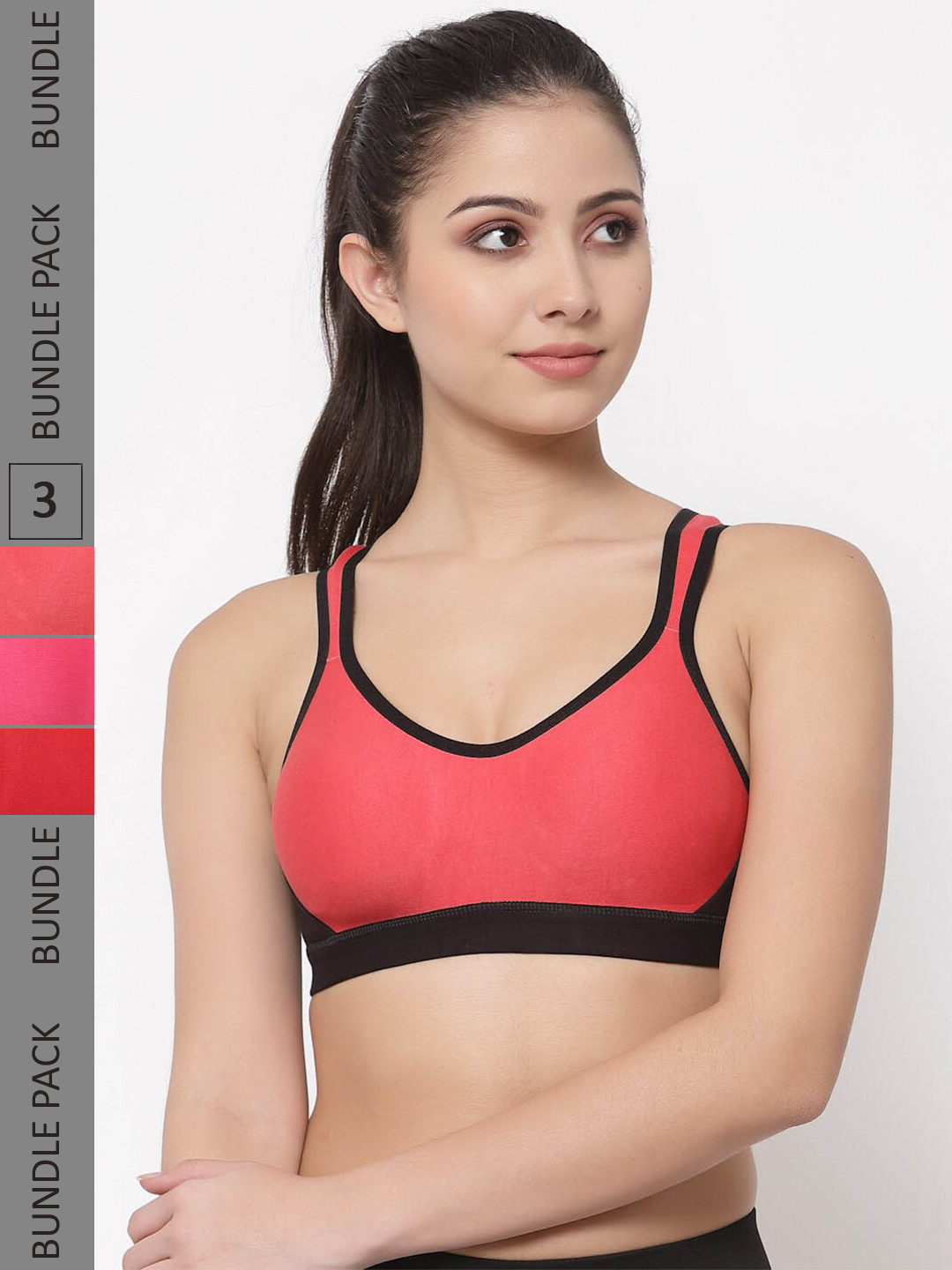 College Girl Pack Of 3 Seamless Super Support Full Coverage Workout Bra With Side Shaper