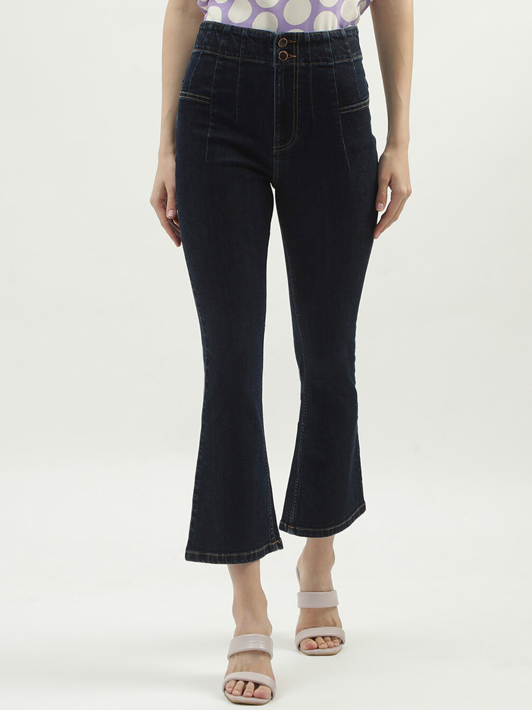 United Colors of Benetton Women Clean Look Bootcut High-Rise Jeans