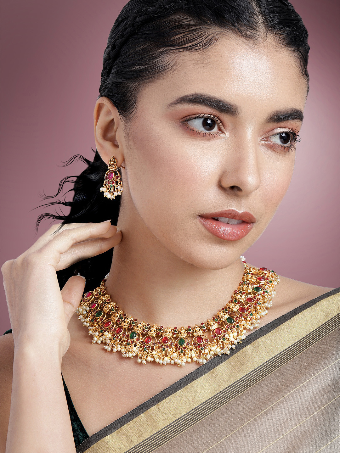 Peora Gold-Plated Beaded Jewellery Set