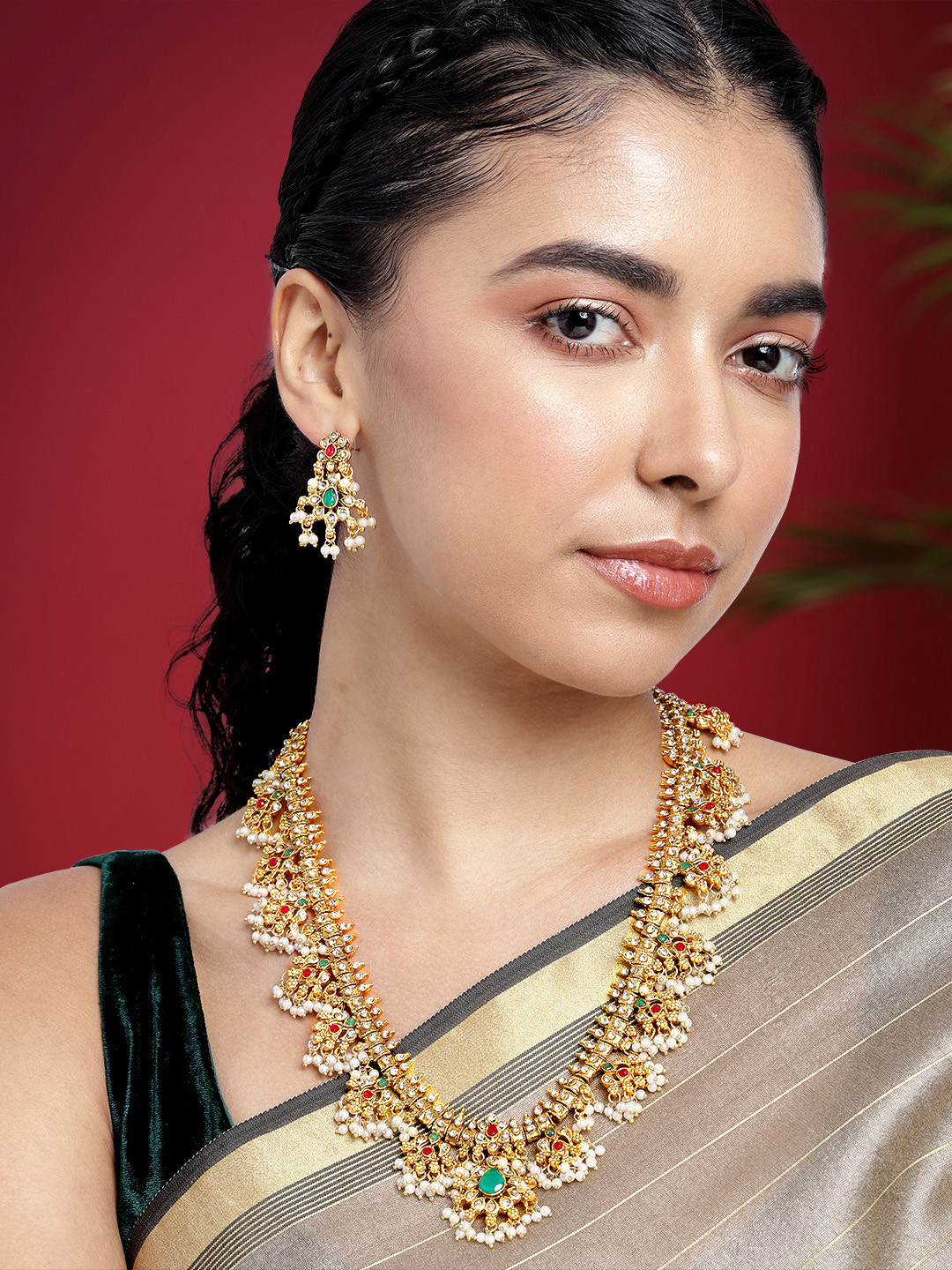 Peora Gold-Plated Beaded Jewellery Set