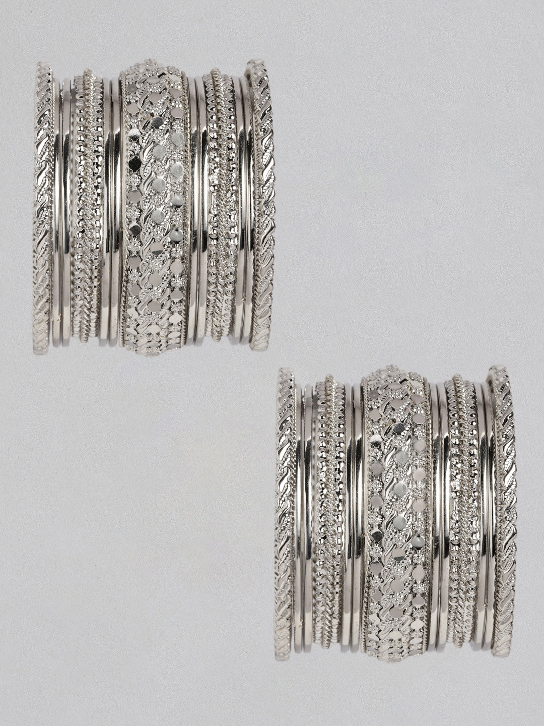 Peora Women 26 Pieces Silver-Plated Bangles Set