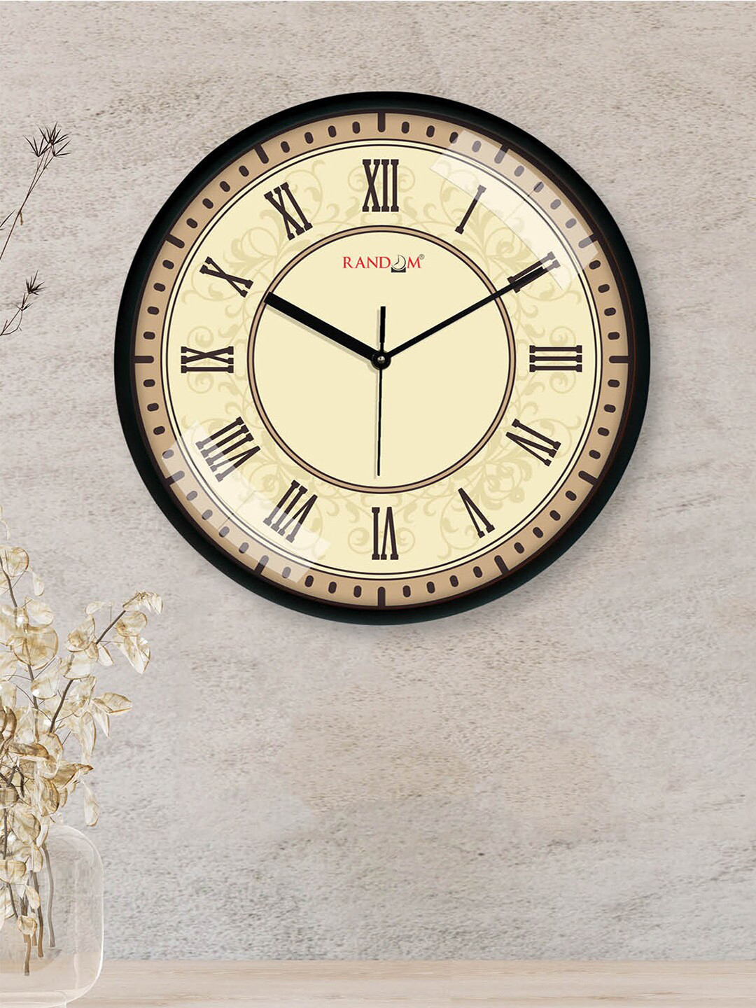 RANDOM Black Printed Round Shape Analogue Wall Clock