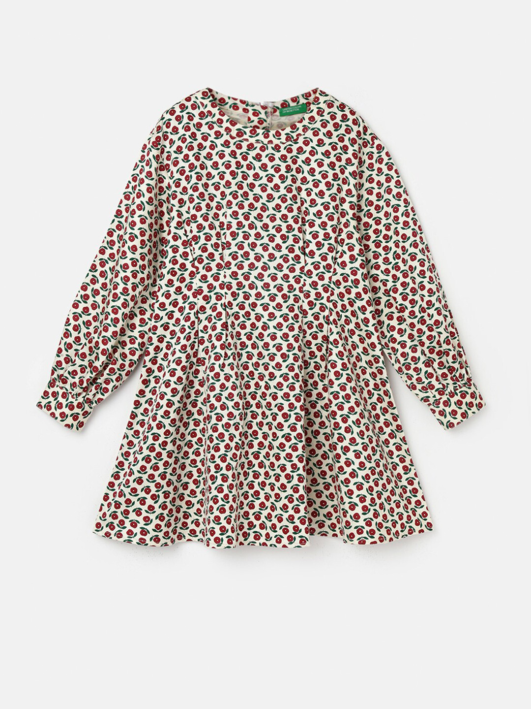 United Colors of Benetton Cream-Coloured Animal Print A-Line Dress