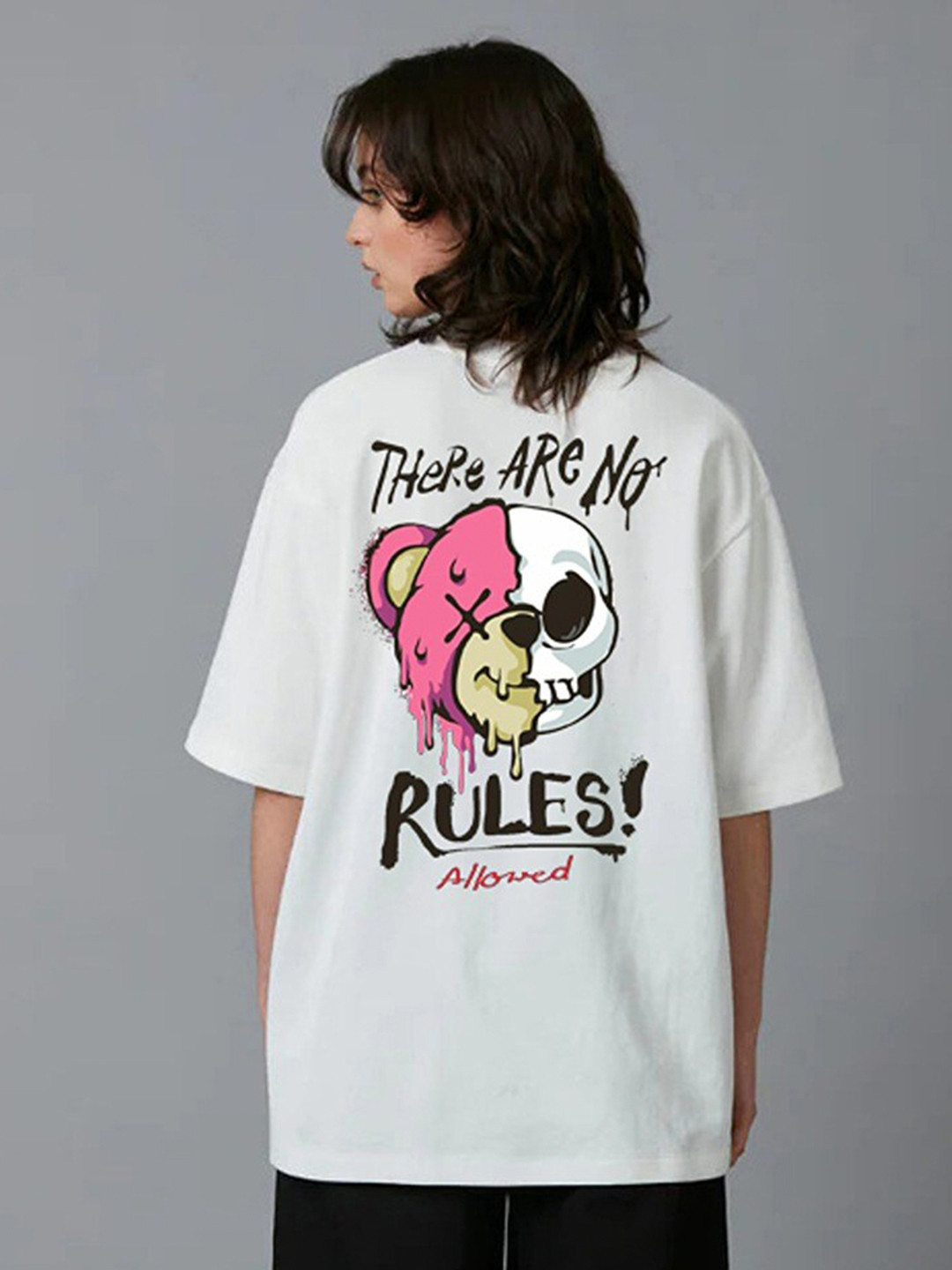 Imsa Moda Ethnic Motifs Printed Drop-Shoulder Sleeves Oversized Cotton T-shirt
